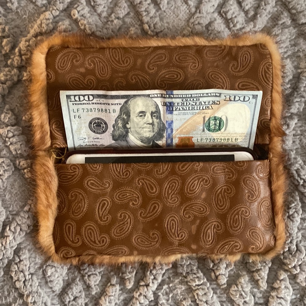 Fur Wallet / Phone Holder - Brown